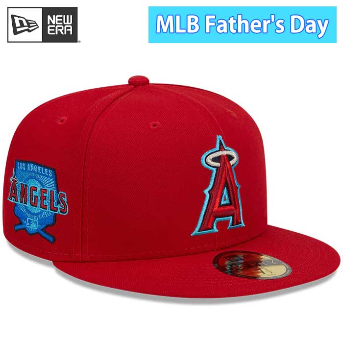 即日出荷 限定 newera ニューエラ キャップ 野球帽 59FIFTY 2023 MLB Father's Day 父の日 ロサンゼルス・エンゼルス スカーレット ライトブルーアンダーバイザー 13534659 era23ss