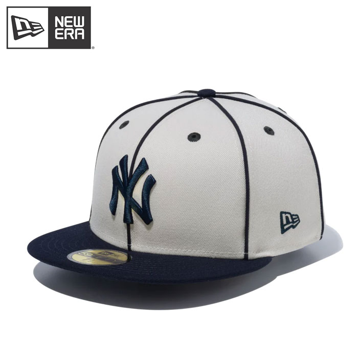 即日出荷 限定 newera ニューエラ キャップ 野球帽 59FIFTY Piping パイピング ニューヨーク・ヤンキース ストーン/ネイビー 14109883 era24ss