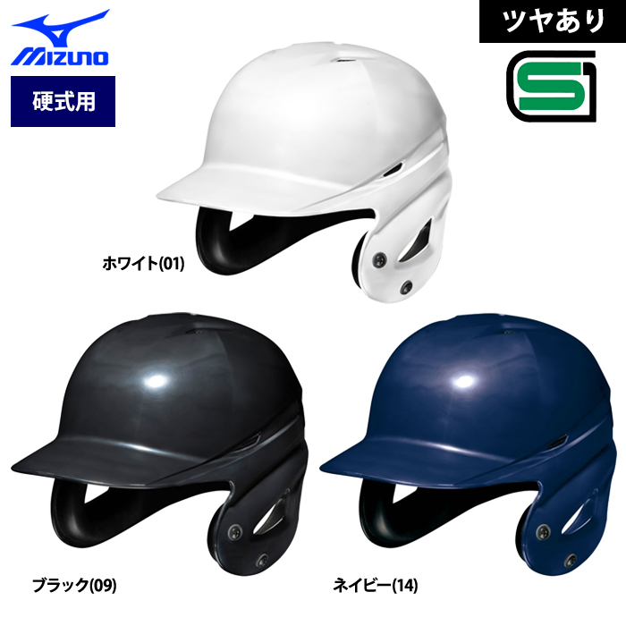 ミズノ 硬式 ヘルメット 野球 両耳 打者用 ツヤあり ヒートプロテクション 1DJHH211 miz23ss