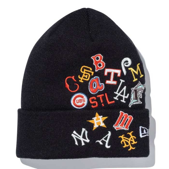 即日出荷 ニューエラ newera ニットキャップ ニット帽 ベーシック カフニット MLB Team Logo Allover Cooperstown ブラック 13751346 era23fw