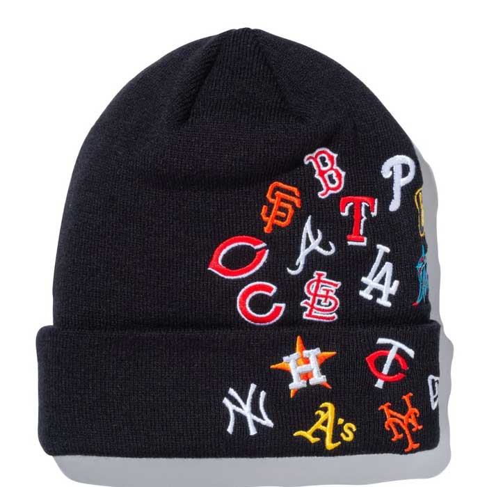 即日出荷 ニューエラ newera ニットキャップ ニット帽 ベーシック カフニット Team Logo Allover MLB ブラック 13751347 era23fw