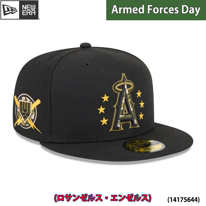 即日出荷 限定 newera ニューエラ キャップ 野球帽 59FIFTY オンフィールド MLB 2024 Armed Forces Day エンゼルス ブラック 14175644 era24ss