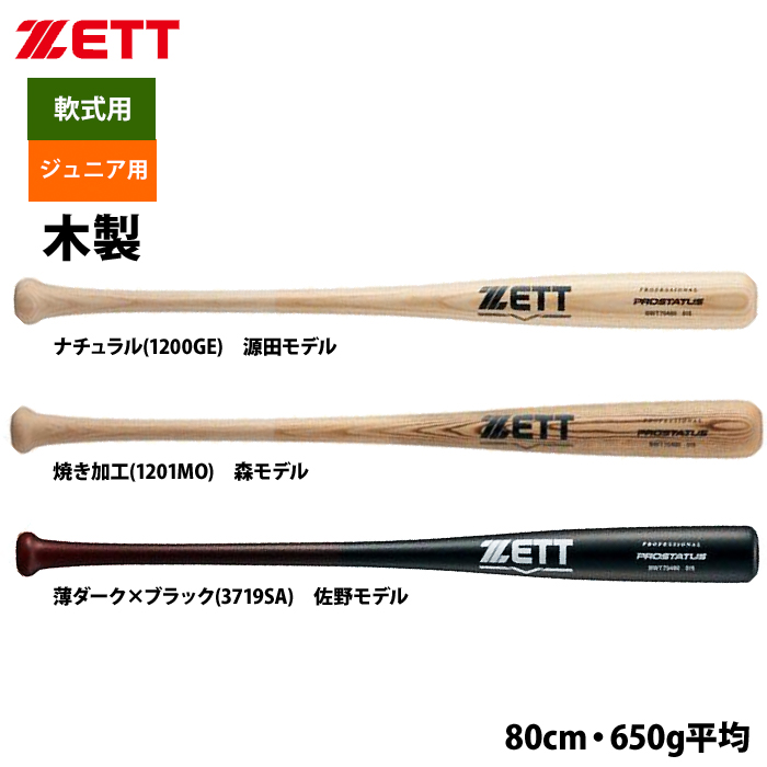 即日出荷 ZETT ジュニア少年用 軟式 木製バット 学童 源田 森 佐野 BWT70480 zet24ss
