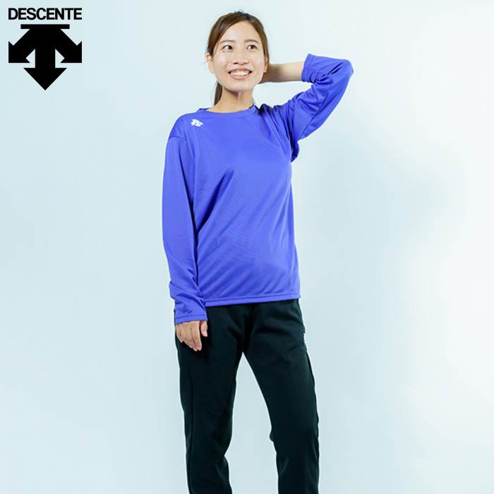 デサント 長袖 Tシャツ ワンポイントロゴ 吸汗速乾 シンプル ロング