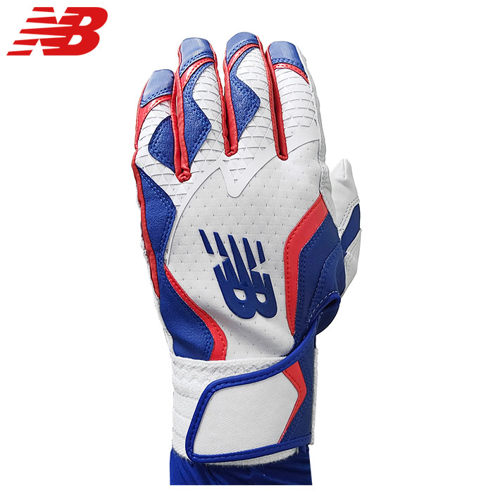 New Balance - New Balance 白×青 Mサイズ バッティンググローブ 大谷翔平 New Balance 野球 ニューバランス 一般 大人用 大谷 翔平 モデル