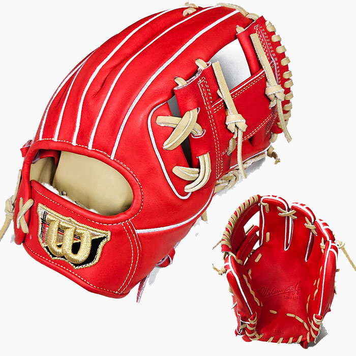 Wilson レッド 硬式グローブ　湯揉み済み 野球 ウィルソン 湯もみ型付け済 硬式グローブ グラブ 硬式用 内野 内